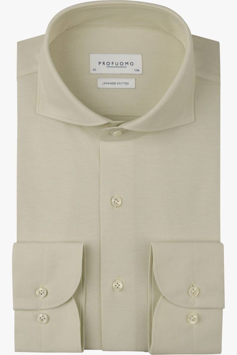 japanese knit dress shirt Profuomo Knitted Slim Fit jersey sand, One Colour dark blue dress shirt