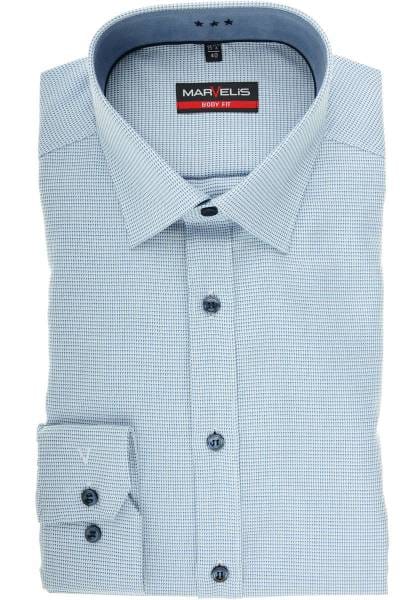 Marvelis Body Fit Hemd marine/weiss, Faux-uni