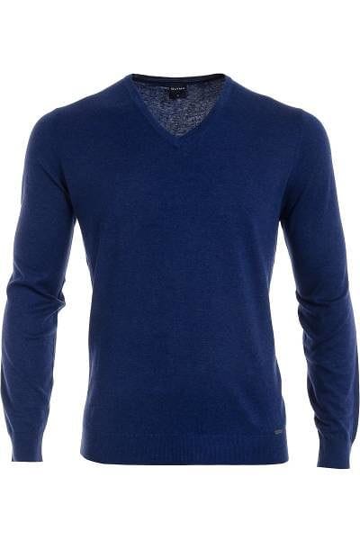 Olymp Strick - V-Ausschnitt Pullover - Seide/Kaschmir - blau