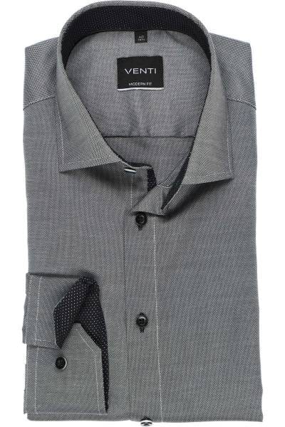Venti Modern Fit Hemd grau/weiss, Strukturiert
