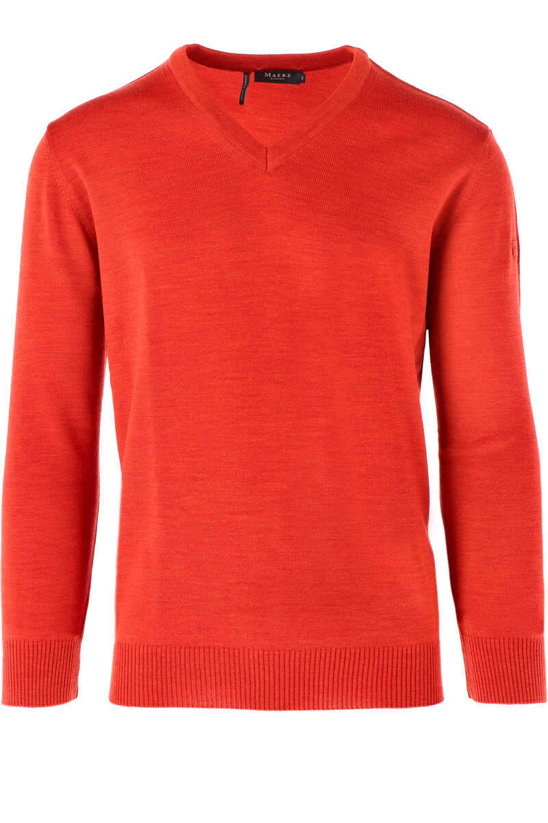 Maerz Classic Fit Pullover V-Ausschnitt orange, einfarbig 50 Maerz Classic Fit Pullover V-Ausschnitt orange, einfarbig 50