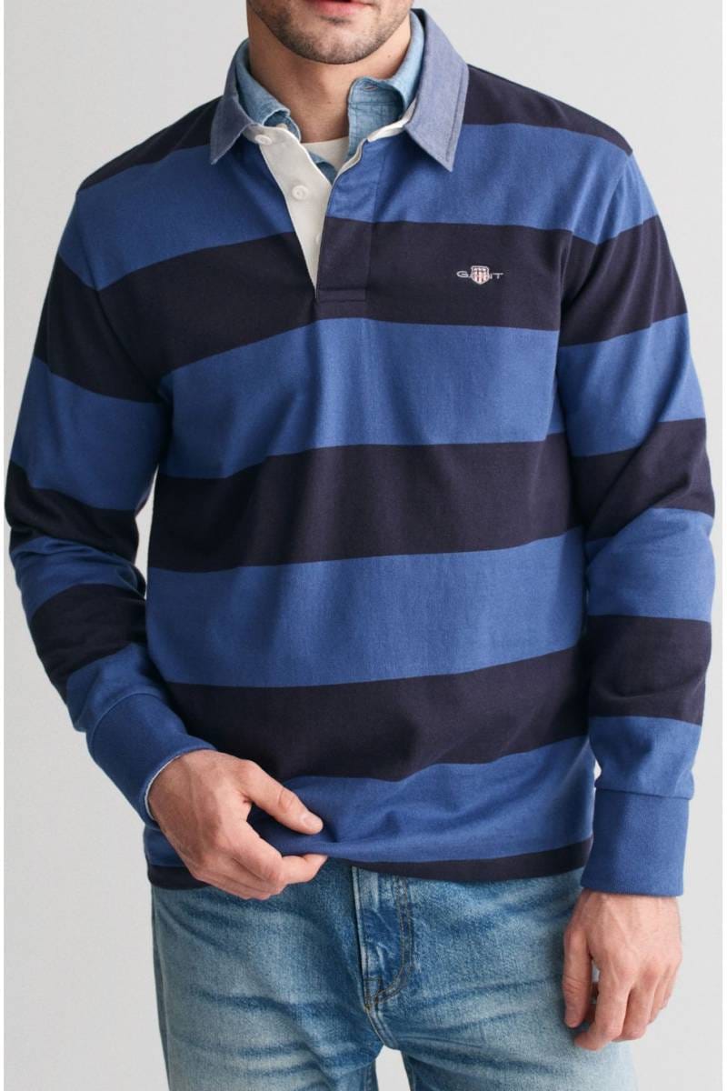 GANT Regular Fit Longsleeve Poloshirt blau, Gestreift