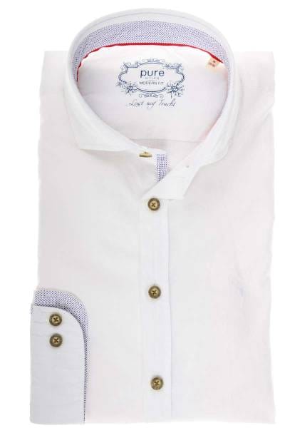 Pure Slim Fit Trachtenhemd weiss, Einfarbig