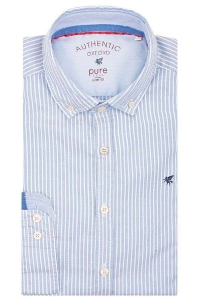 Pure Slim Fit Hemd hellblau, Gestreift