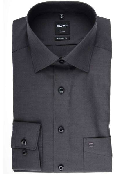 Olymp Hemd - Modern Fit - anthrazit, Einfarbig