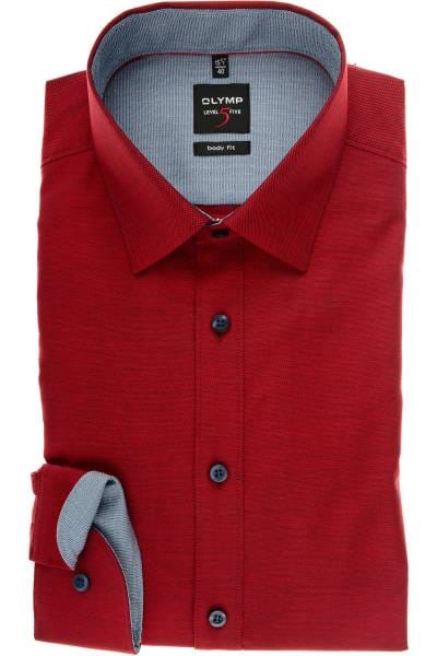 OLYMP Level Five Body Fit Hemd rot, Faux-uni