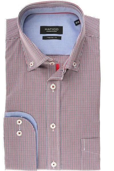Hatico Hemd - Regular Fit - rot, Kariert