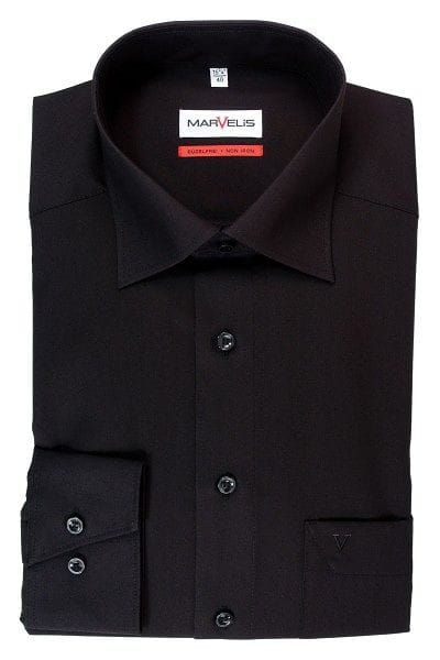 Marvelis Hemd - Comfort Fit - schwarz, Einfarbig