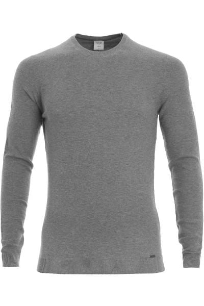 OLYMP Level Five Strickpullover Rundhals silbergrau, einfarbig