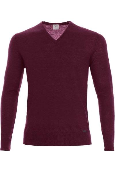 OLYMP Level Five Strickpullover V-Ausschnitt dunkelrot, einfarbig