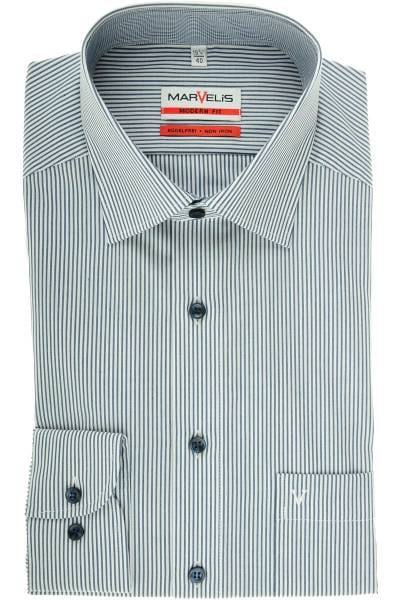 Marvelis Modern Fit Hemd marine/weiss, Gestreift