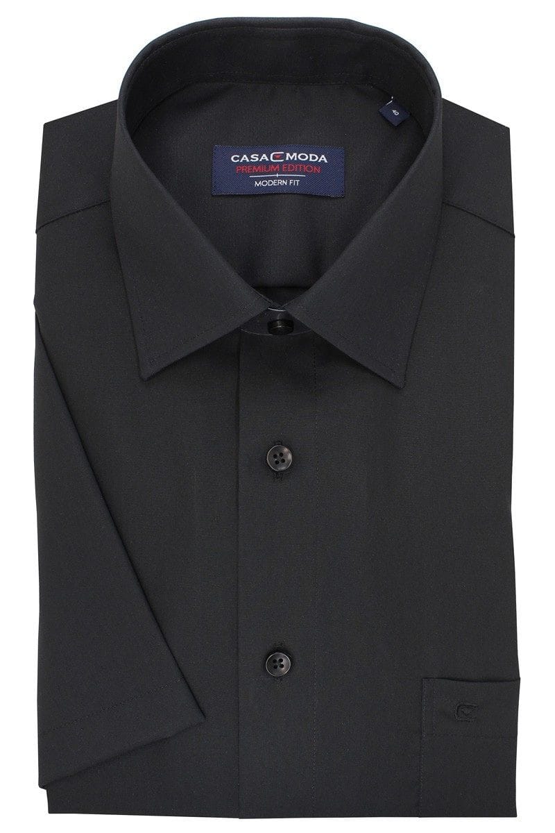 Casa Moda Hemd - Modern Fit - schwarz, Einfarbig