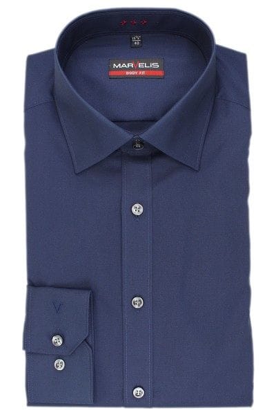 Marvelis Hemd - Body Fit - dunkelblau, Einfarbig