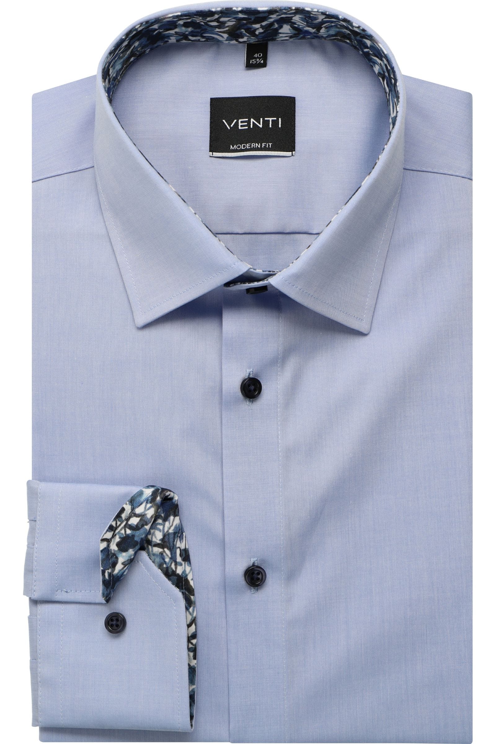 Venti Modern Fit Hemd blau, Einfarbig (extra langer Arm)