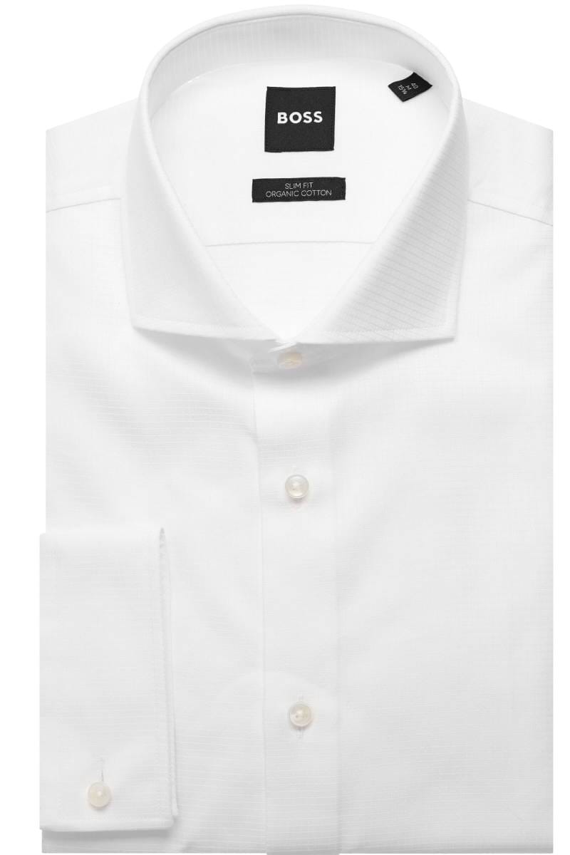 BOSS Slim Fit shirt white, Textured | Businesshemden.com