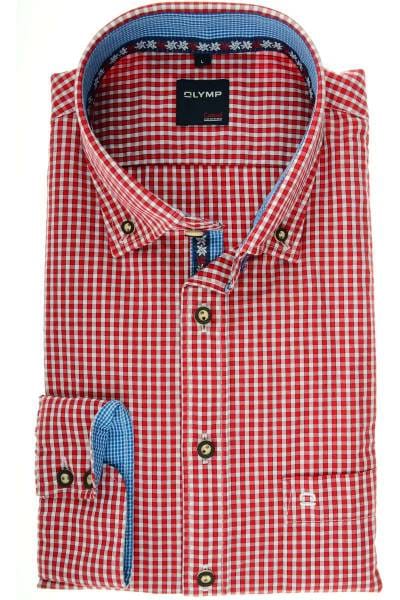 OLYMP Modern Fit Trachtenhemd rot/weiss, Kariert