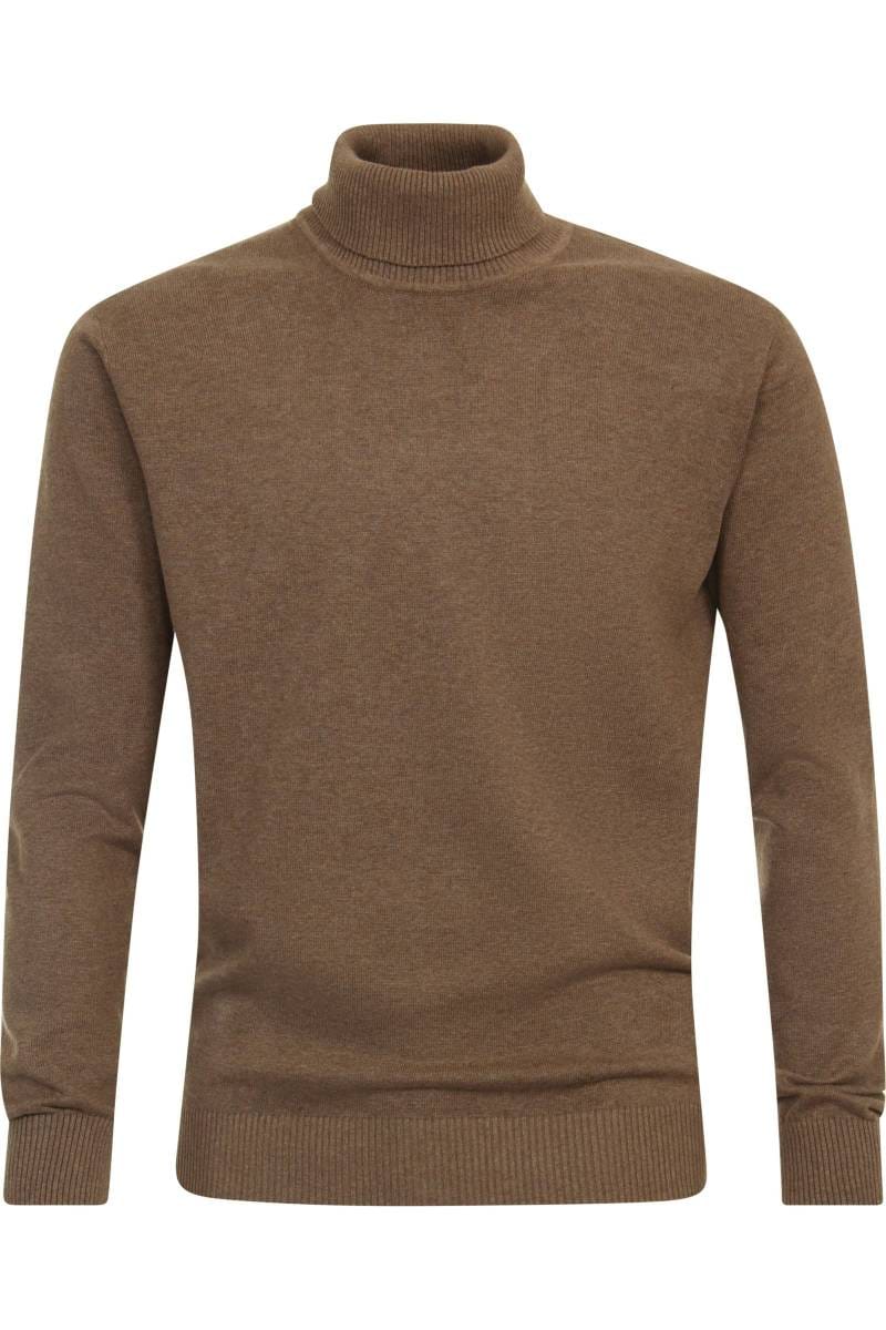 Redmond Casual Regular Fit Pullover Rollkragen braun, Einfarbig