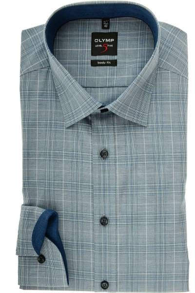 Olymp Level Five Body Fit Hemd marine/weiss, Kariert