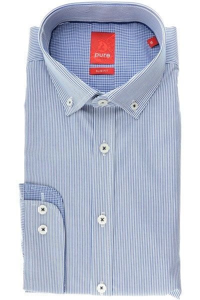 Pure Hemd - Slim Fit - dunkelblau, Gestreift
