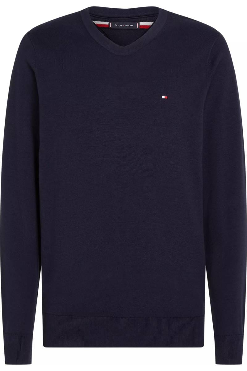 Tommy Hilfiger Regular Fit Pullover Rundhals blau, Einfarbig