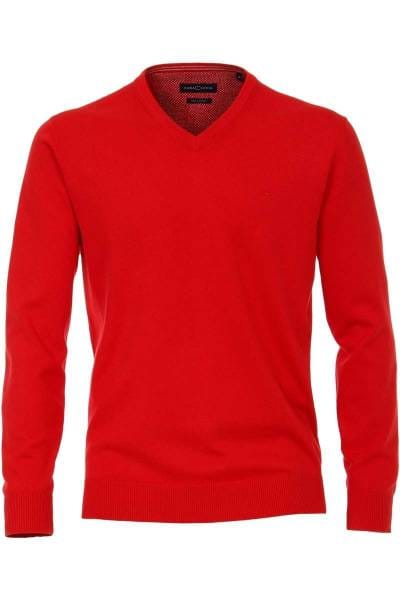 Casa Moda Strickpullover V-Auschnitt rot, einfarbig