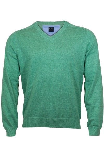 Olymp Strick - V-Ausschnitt Pullover - grün