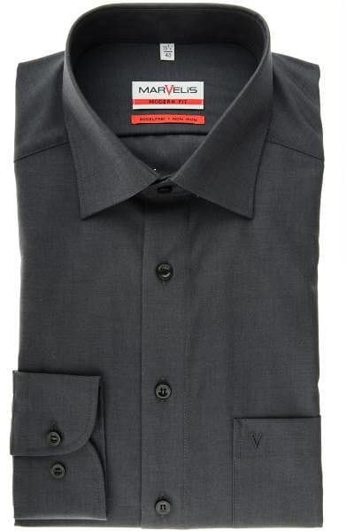 Marvelis Hemd - Modern Fit - anthrazit, Einfarbig
