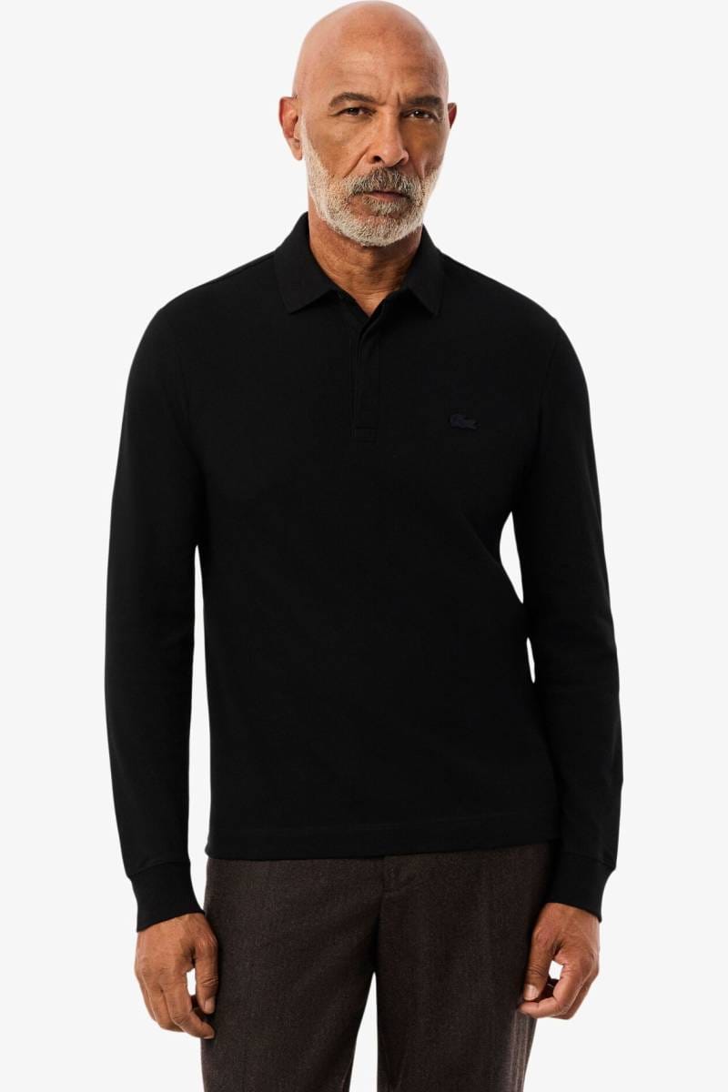 Lacoste Paris Classic Fit Longsleeve Poloshirt schwarz, Einfarbig
