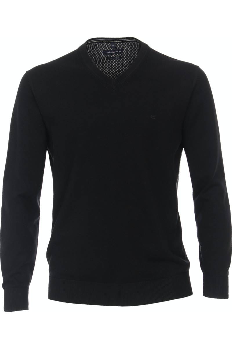 Casa Moda Regular Fit pullover v-neck black, One Colour