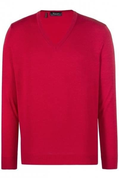 MAERZ Strickpullover V-Ausschnitt Pullover - rot