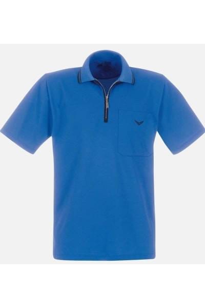 TRIGEMA Comfort Fit Poloshirt blau, Einfarbig