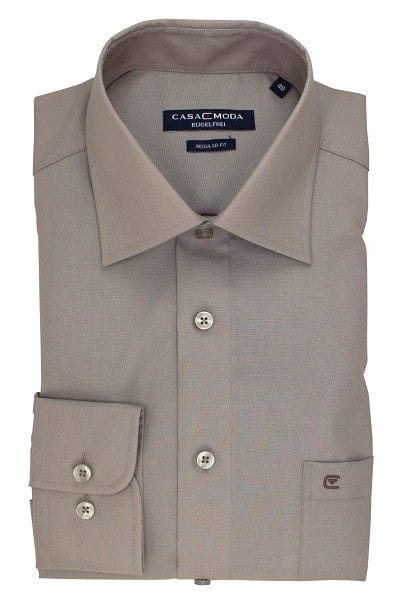 Casa Moda Hemd - Comfort Fit - hellbraun, Einfarbig