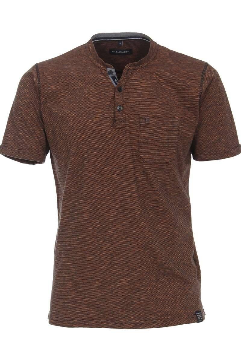 Casa Moda Casual T Shirt Rundhals braun Melange Businesshemden