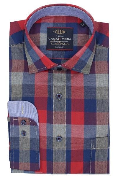 Casa Moda Hemd - Casual Fit - blau/rot, Kariert