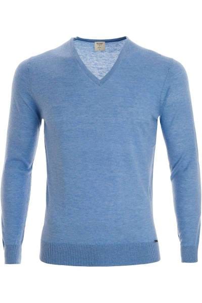 OLYMP Level Five Body Fit Strickpullover V-Ausschnitt aqua, einfarbig