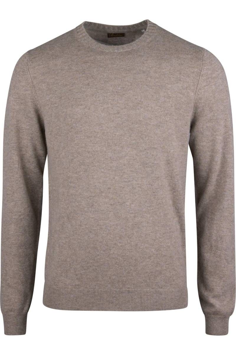 Stenströms Fitted Body Herren Pullover Rundhals beige, Einfarbig
