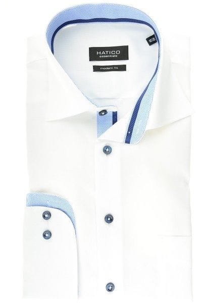 Hatico Hemd - Modern Fit - weiss, Einfarbig