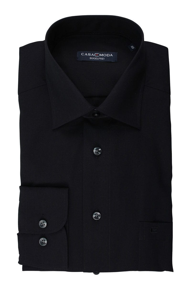 Casa Moda Hemd - Comfort Fit - schwarz, Einfarbig 36 - XS Casa Moda Hemd - Comfort Fit - schwarz, Einfarbig 36 - XS