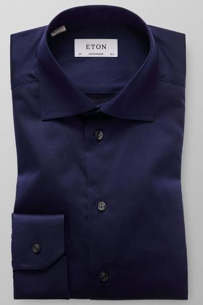 Eton Hemd - Contemporary Fit - marine, Einfarbig