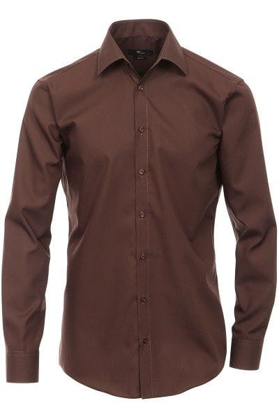 Venti Hemd - Modern Fit - braun, Einfarbig