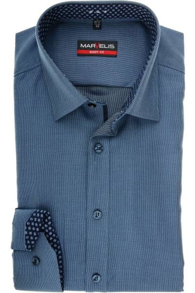 Marvelis Body Fit Hemd marine, Faux-uni