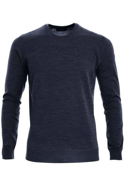 MAERZ Strickpullover Classic Fit Rundhals navy, einfarbig