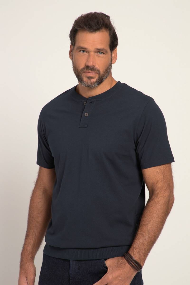 JP 1880 Herren Henley T-Shirt Langarm – Aus 100% Baumwolle, Mit Knopfleiste, In Übergrößen Bis 8XL