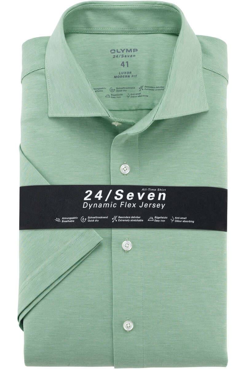 OLYMP Luxor 24Seven Modern Fit Jersey shirt groen, Melange OLYMP Luxor 24Seven Modern Fit Jersey shirt groen, Melange