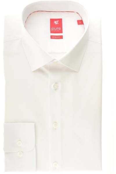 Pure Hemd - Slim Fit - weiss, Einfarbig