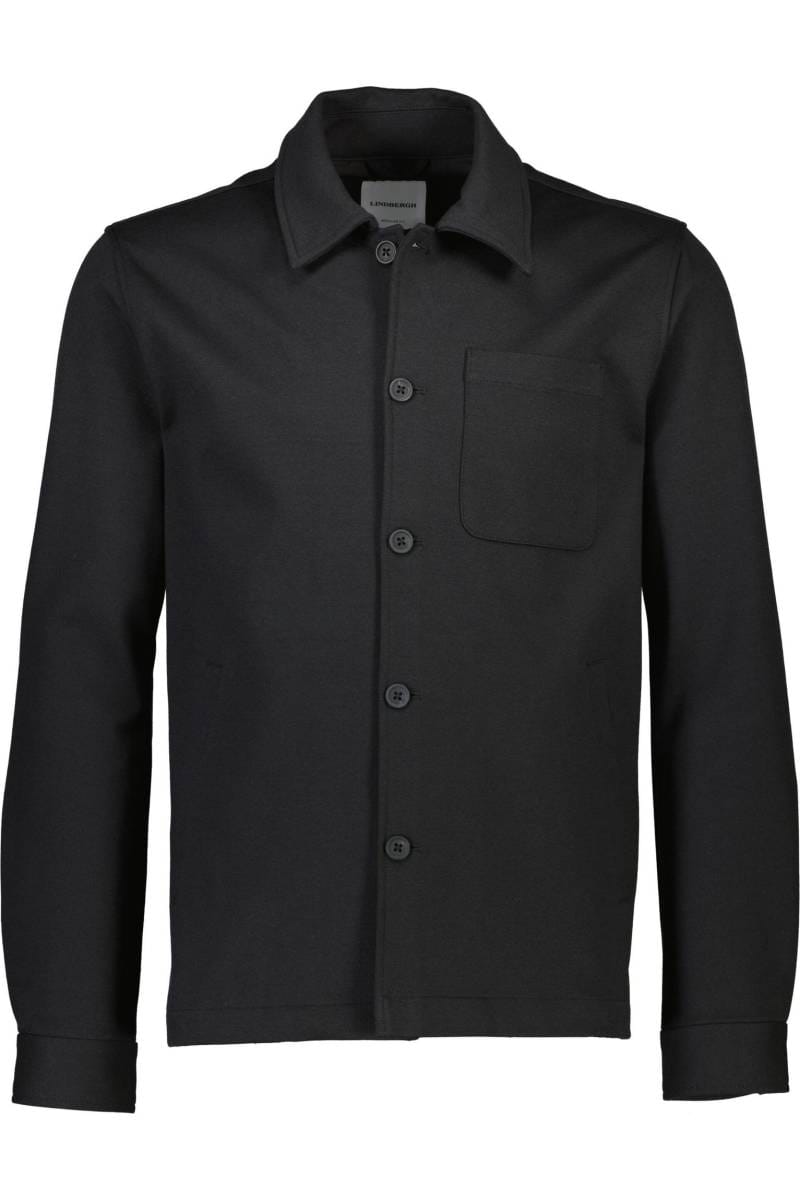 Lindbergh Modern Fit Hemdjacke schwarz, Einfarbig - Main Image