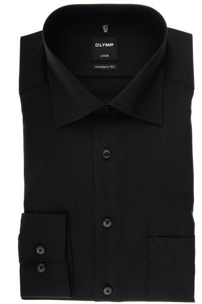 Olymp Hemd - Modern Fit - schwarz, Einfarbig