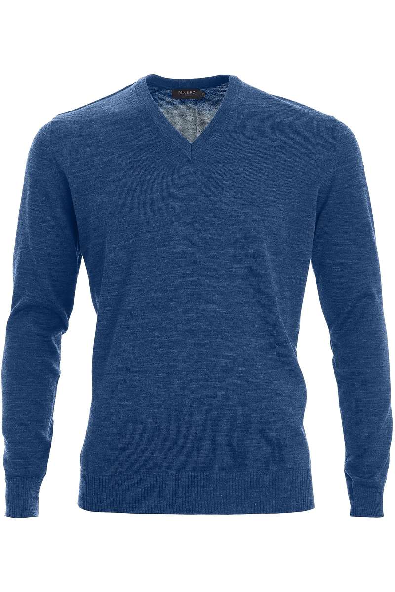 MAERZ Strickpullover Classic Fit V-Ausschnitt blau, einfarbig 52 MAERZ Strickpullover Classic Fit V-Ausschnitt blau, einfarbig 52