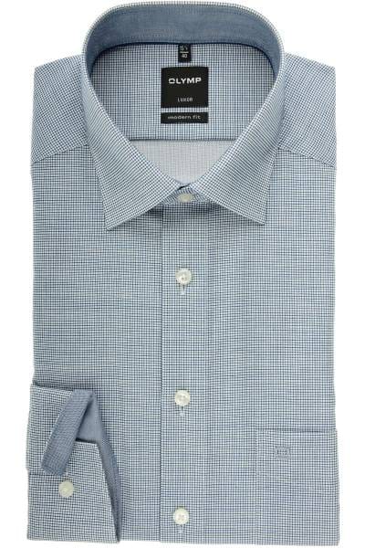 OLYMP Luxor Modern Fit Hemd marine/weiss, Gitterkaro