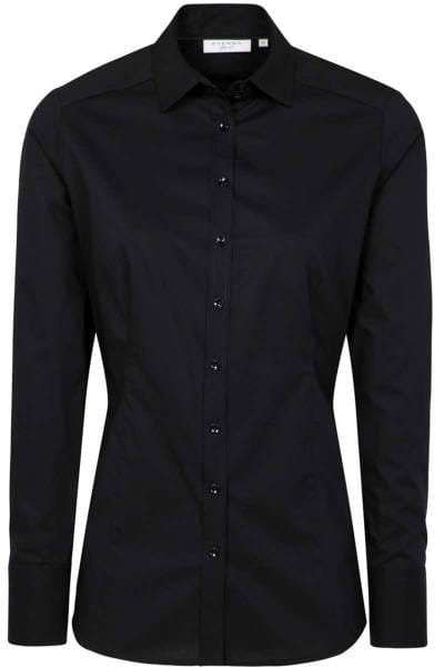 ETERNA Slim Fit Bluse schwarz, Einfarbig
